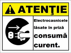 Placute electrocasnicele lasate in priza consuma curent